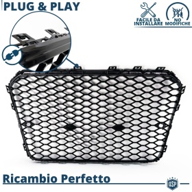 REJILLA Delantera para Audi A5 8T, S5 (11-16), Parrilla NIDO DE ABEJA Negro Brillante | Tuning Estilo rs