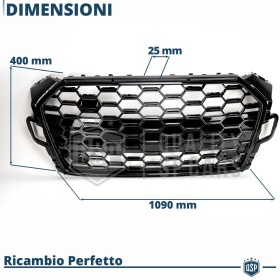 REJILLA Delantera para Audi A5 F5, S5 (desde 2020), Parrilla NIDO DE ABEJA Negro Brillante | Tuning Estilo rs