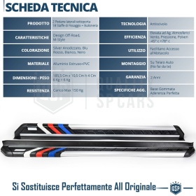 2 ESCALONES LATERALES Universales Coches y SUV | Pisaderas en Aluminio y Inserciones Coloreadas PVC Antideslizante
