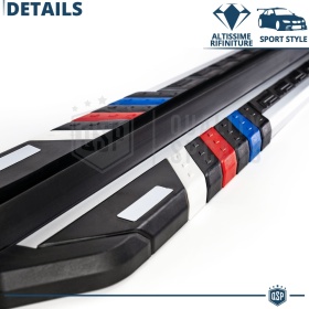 2 ESCALONES LATERALES Universales Coches y SUV | Pisaderas en Aluminio y Inserciones Coloreadas PVC Antideslizante