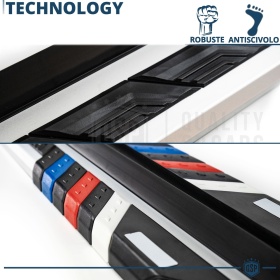 2 ESCALONES LATERALES Universales Coches y SUV | Pisaderas en Aluminio y Inserciones Coloreadas PVC Antideslizante