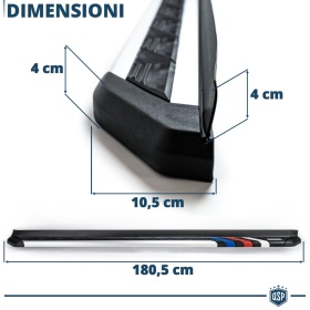 2 ESCALONES LATERALES Universales Coches y SUV | Pisaderas en Aluminio y Inserciones Coloreadas PVC Antideslizante