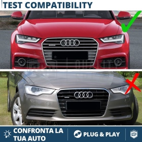 REJILLA Delantera para Audi A6 C7, S6 (14-18), Parrilla NIDO DE ABEJA Negro Brillante | Tuning Estilo rs