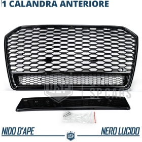 REJILLA Delantera para Audi A6 C7, S6 (14-18), Parrilla NIDO DE ABEJA Negro Brillante | Tuning Estilo rs