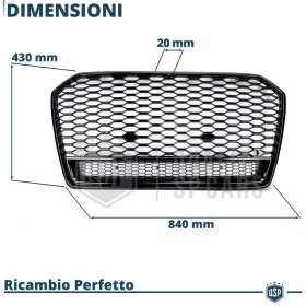 REJILLA Delantera para Audi A6 C7, S6 (14-18), Parrilla NIDO DE ABEJA Negro Brillante | Tuning Estilo rs