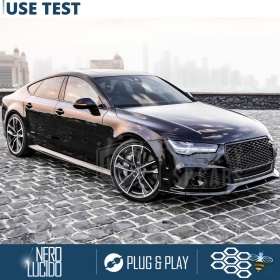 REJILLA Delantera para Audi A7 C7, S7 (14-18), Parrilla NIDO DE ABEJA Negro Brillante | Tuning Estilo rs