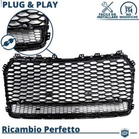 REJILLA Delantera para Audi A7 C7, S7 (14-18), Parrilla NIDO DE ABEJA Negro Brillante | Tuning Estilo rs