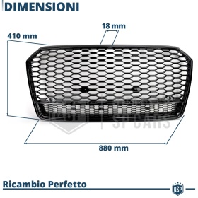 REJILLA Delantera para Audi A7 C7, S7 (14-18), Parrilla NIDO DE ABEJA Negro Brillante | Tuning Estilo rs