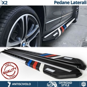 PEDANE Laterali Sottoporta per BMW X2 in Alluminio e Inserti Colorati in PVC Antiscivolo Stile M