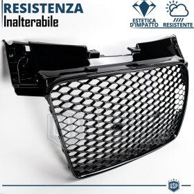 REJILLA Delantera para Audi TT 8J, Parrilla NIDO DE ABEJA Negro Brillante | Tuning Estilo rs