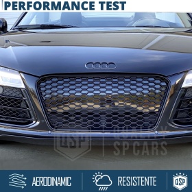 REJILLA Delantera para Audi R8 42 (13-15), Parrilla NIDO DE ABEJA Negro Brillante | Tuning Estilo rs
