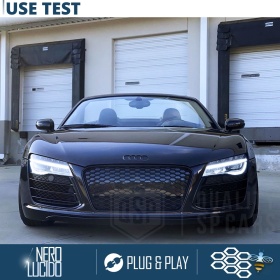 REJILLA Delantera para Audi R8 42 (13-15), Parrilla NIDO DE ABEJA Negro Brillante | Tuning Estilo rs