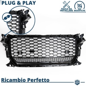 REJILLA Delantera para Audi Q2, SQ2 (16-20), Parrilla NIDO DE ABEJA Negro Brillante | Tuning Estilo rs