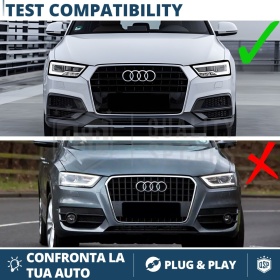 REJILLA Delantera para Audi Q3 8U (14-18), Parrilla NIDO DE ABEJA Negro Brillante | Tuning Estilo rs