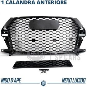 REJILLA Delantera para Audi Q3 8U (14-18), Parrilla NIDO DE ABEJA Negro Brillante | Tuning Estilo rs