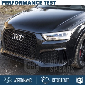 REJILLA Delantera para Audi Q3 8U (14-18), Parrilla NIDO DE ABEJA Negro Brillante | Tuning Estilo rs