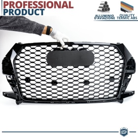 REJILLA Delantera para Audi Q3 8U (14-18), Parrilla NIDO DE ABEJA Negro Brillante | Tuning Estilo rs