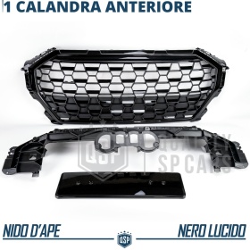REJILLA Delantera para Audi Q3 F3, SQ3 (desde 2018), Parrilla NIDO DE ABEJA Negro Brillante | Tuning Estilo rs