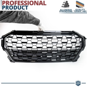 REJILLA Delantera para Audi Q3 F3, SQ3 (desde 2018), Parrilla NIDO DE ABEJA Negro Brillante | Tuning Estilo rs