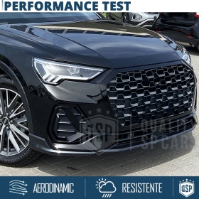 REJILLA Delantera para Audi Q3 F3, SQ3 (desde 2018), Parrilla NIDO DE ABEJA Negro Brillante | Tuning Estilo rs