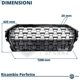 REJILLA Delantera para Audi Q3 F3, SQ3 (desde 2018), Parrilla NIDO DE ABEJA Negro Brillante | Tuning Estilo rs