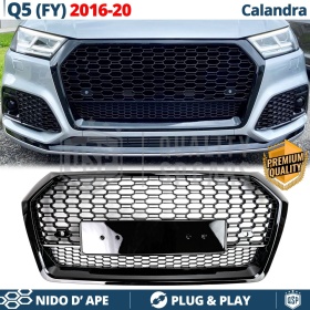 REJILLA Delantera para Audi Q5 FY, SQ5 (16-20), Parrilla NIDO DE ABEJA Negro Brillante | Tuning Estilo rs