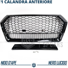 REJILLA Delantera para Audi Q5 FY, SQ5 (16-20), Parrilla NIDO DE ABEJA Negro Brillante | Tuning Estilo rs