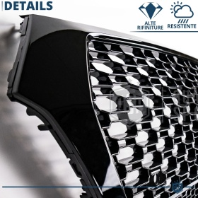 REJILLA Delantera para Audi Q5 FY, SQ5 (16-20), Parrilla NIDO DE ABEJA Negro Brillante | Tuning Estilo rs