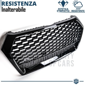 REJILLA Delantera para Audi Q5 FY, SQ5 (16-20), Parrilla NIDO DE ABEJA Negro Brillante | Tuning Estilo rs