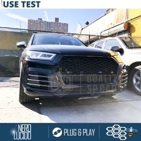 REJILLA Delantera para Audi Q5 FY, SQ5 (16-20), Parrilla NIDO DE ABEJA Negro Brillante | Tuning Estilo rs