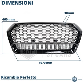 REJILLA Delantera para Audi Q5 FY, SQ5 (16-20), Parrilla NIDO DE ABEJA Negro Brillante | Tuning Estilo rs