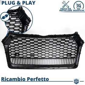 REJILLA Delantera para Audi Q5 FY, SQ5 (16-20), Parrilla NIDO DE ABEJA Negro Brillante | Tuning Estilo rs