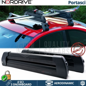 PORTAESQUÍS Coche Universal NORDRIVE en Aluminio NEGRO | Sobre Techo con Barras de Techo | Aprobado TÜV GS