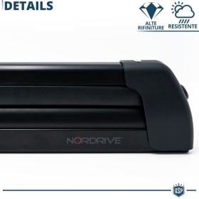 PORTAESQUÍS Coche Universal NORDRIVE en Aluminio NEGRO | Sobre Techo con Barras de Techo | Aprobado TÜV GS