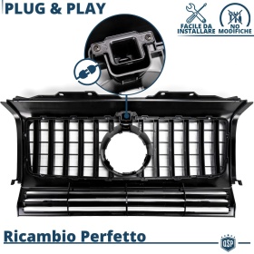 REJILLA Delantera para Mercedes Clase G W463, Parrilla Negro Brillante | Tuning Estilo GT-R