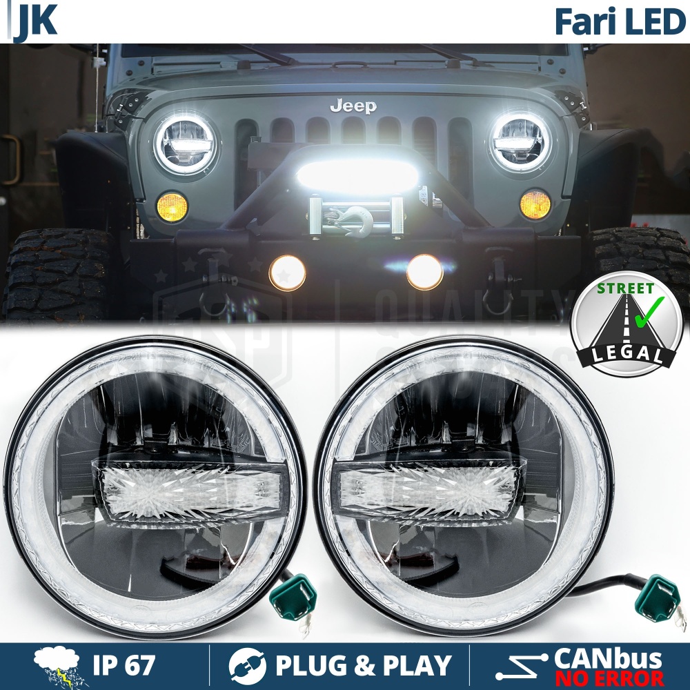 FAROS LED 7'' para JEEP WRANGLER JK, APROBADO | Luz Blanca 6500K 12.000 Lumen