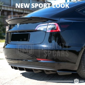 ALERÓN Trasero para TESLA MODEL 3, Spoiler Maletero Aerodinámico NEGRO Brillante en ABS Tuning