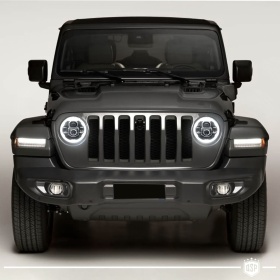 FAROS LED + Soportes para JEEP WRANGLER JL, Luz Blanca 6500K Angel Eyes | APROBADO