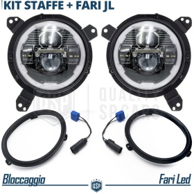 FAROS LED + Soportes para JEEP WRANGLER JL, Luz Blanca 6500K Angel Eyes | APROBADO