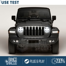 FAROS LED + Soportes para JEEP WRANGLER JL, Luz Blanca 6500K Angel Eyes | APROBADO