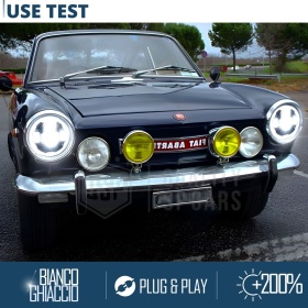 FAROS LED para FIAT 850, Luz Blanca 6500K Angel Eyes | APROBADO