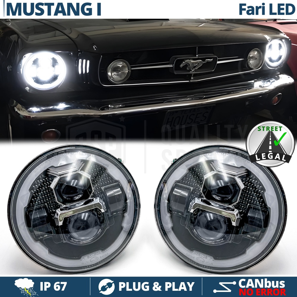 FAROS LED para FORD MUSTANG MK1, Luz Blanca 6500K Angel Eyes | APROBADO