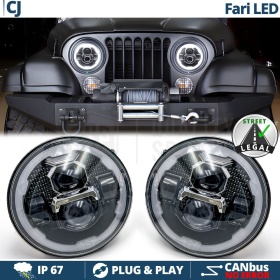 FAROS LED para JEEP CJ, Luz Blanca 6500K Angel Eyes | APROBADO