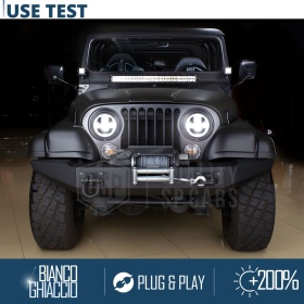 FAROS LED para JEEP CJ, Luz Blanca 6500K Angel Eyes | APROBADO