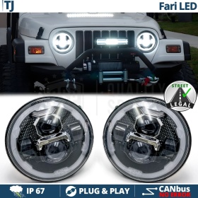 FAROS LED para JEEP WRANGLER TJ, Luz Blanca 6500K Angel Eyes | APROBADO