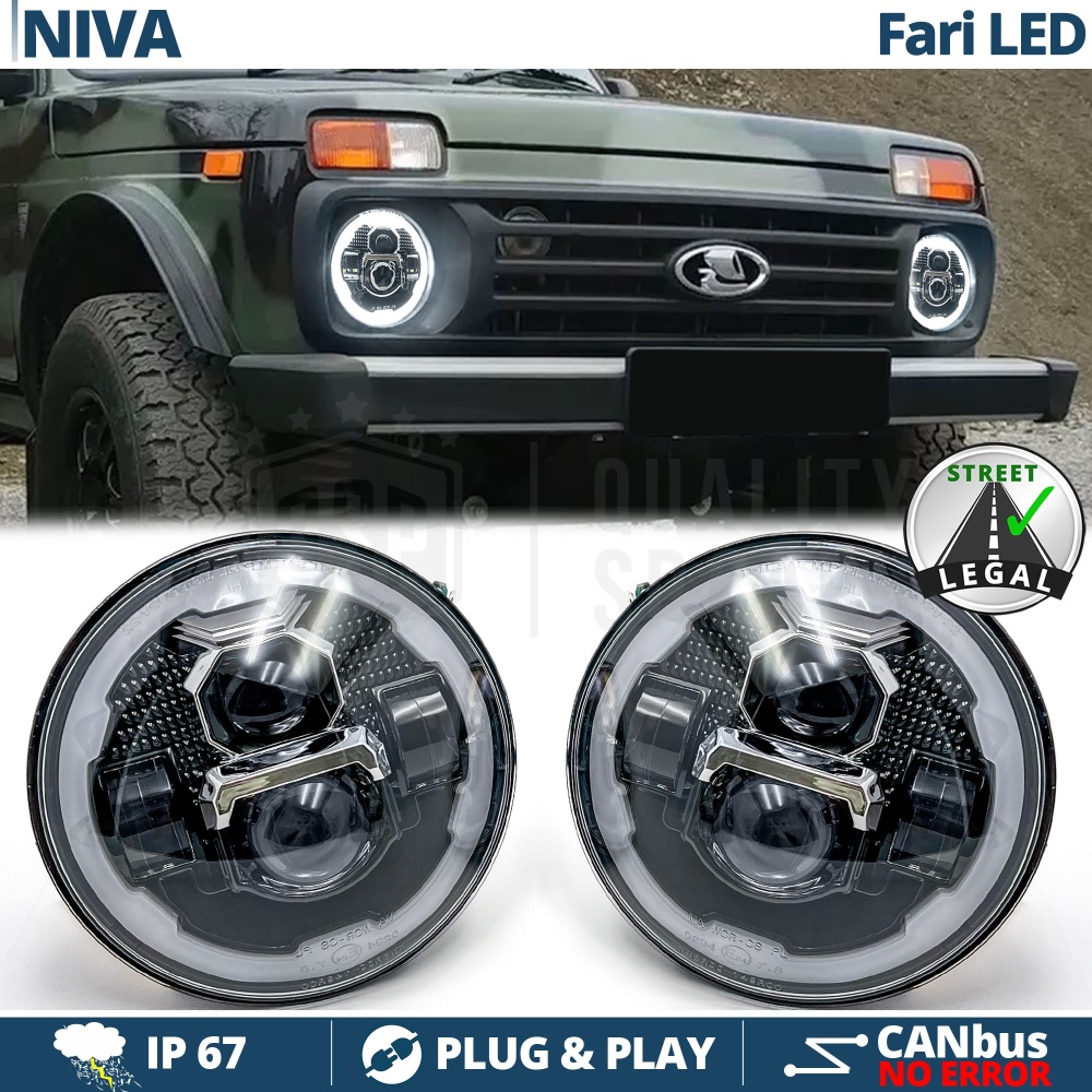 FAROS LED para LADA NIVA, Luz Blanca 6500K Angel Eyes | APROBADO