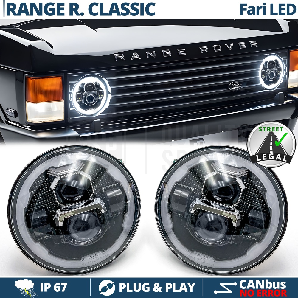 FAROS LED para RANGE ROVER CLASSIC, Luz Blanca 6500K Angel Eyes | APROBADO