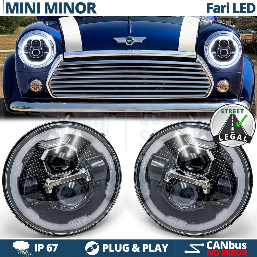 FAROS LED para MINI-MINOR CLASSIC, Luz Blanca 6500K Angel Eyes | APROBADO