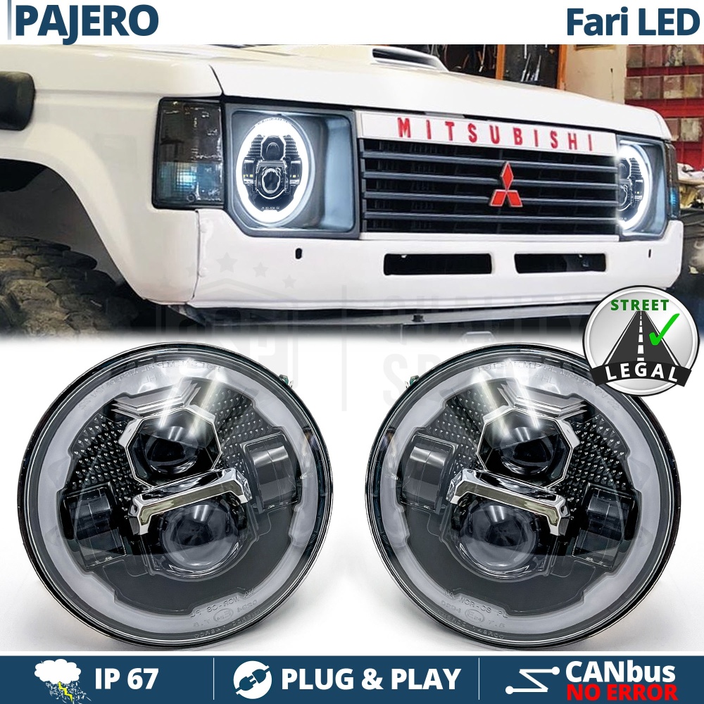 FAROS LED para MITSUBISHI PAJERO MK1, Luz Blanca 6500K Angel Eyes | APROBADO