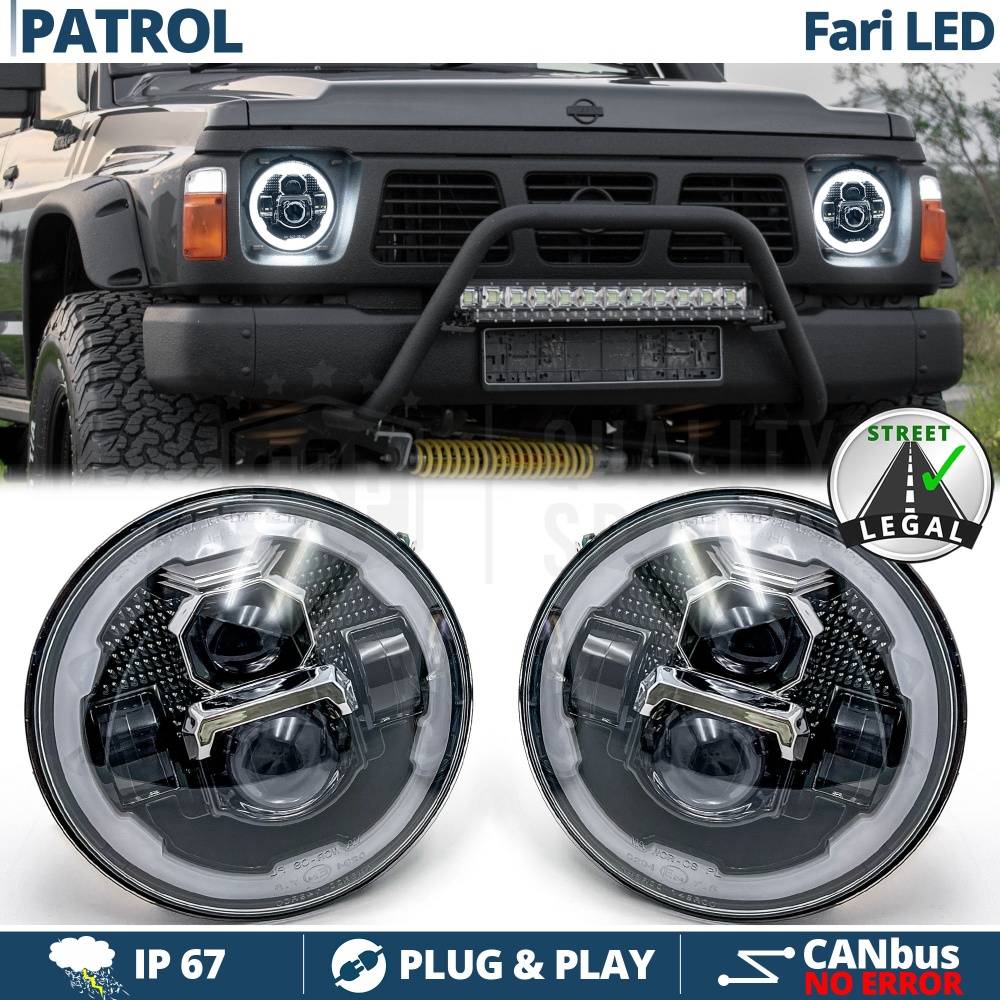 FAROS LED para NISSAN PATROL GR Y60, Luz Blanca 6500K Angel Eyes | APROBADO